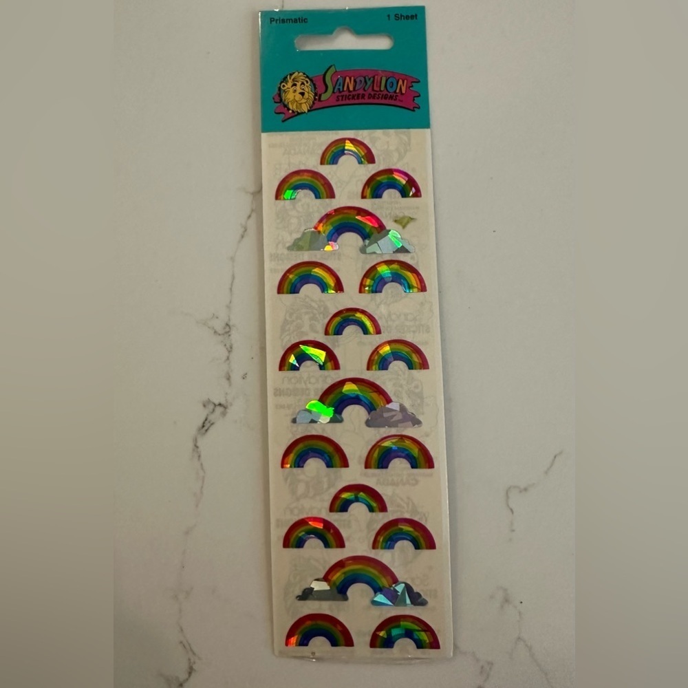 Sandy lion vintage sticker prismatic rainbow  cloud set